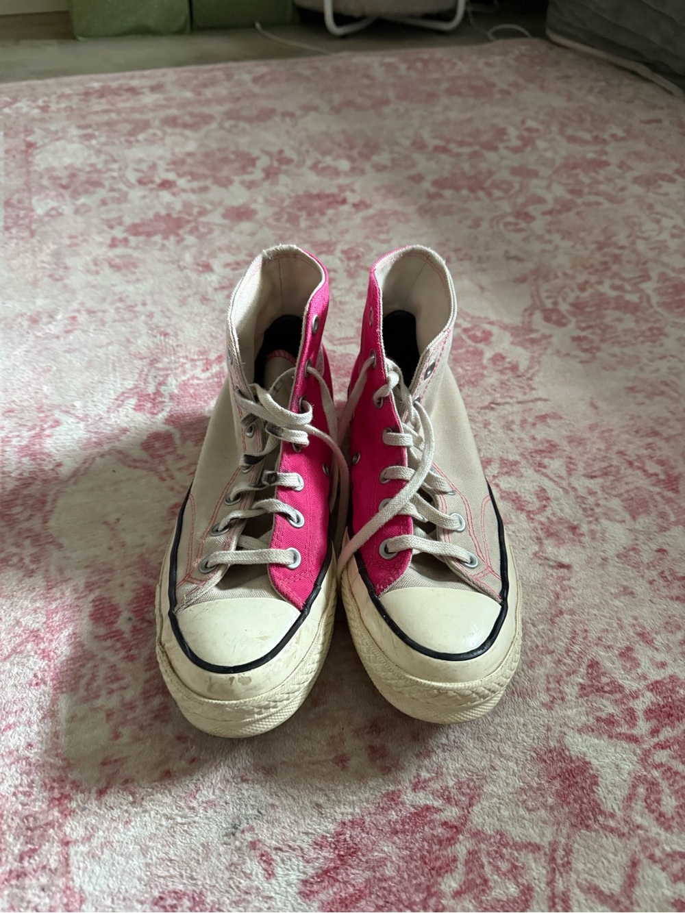 Converse High-Top Sneakers in Pink and Cream